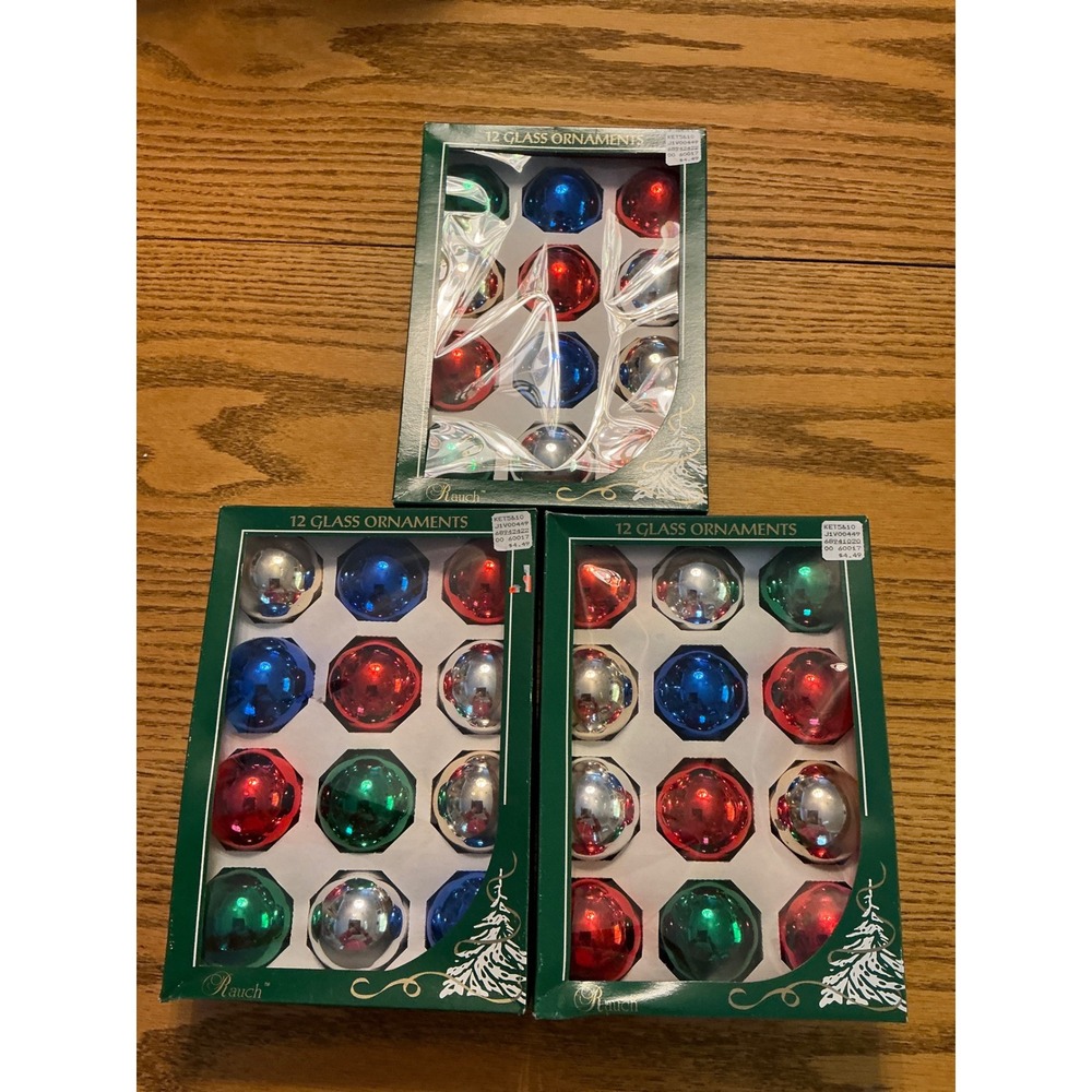 Rauch 36 Glass Ornaments Red‎ Blue Green Silver Christmas Holiday Decor